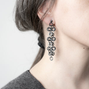 Redpath chain earrings, silver or oxidised silver, size 3