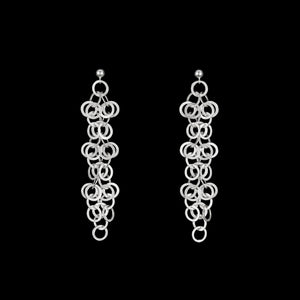 Redpath chain earrings, silver or oxidised silver, size 3