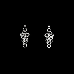 Redpath chain earrings, silver or oxidised silver, size 1